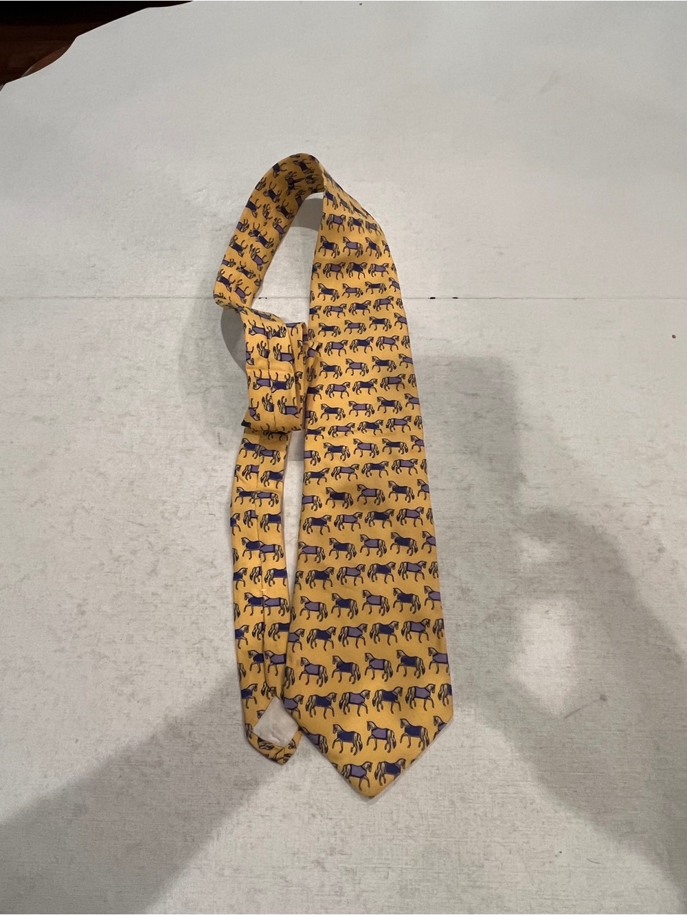 Brooks Brothers Classic yellow purple Horse-Print silk Tie. So chic!!